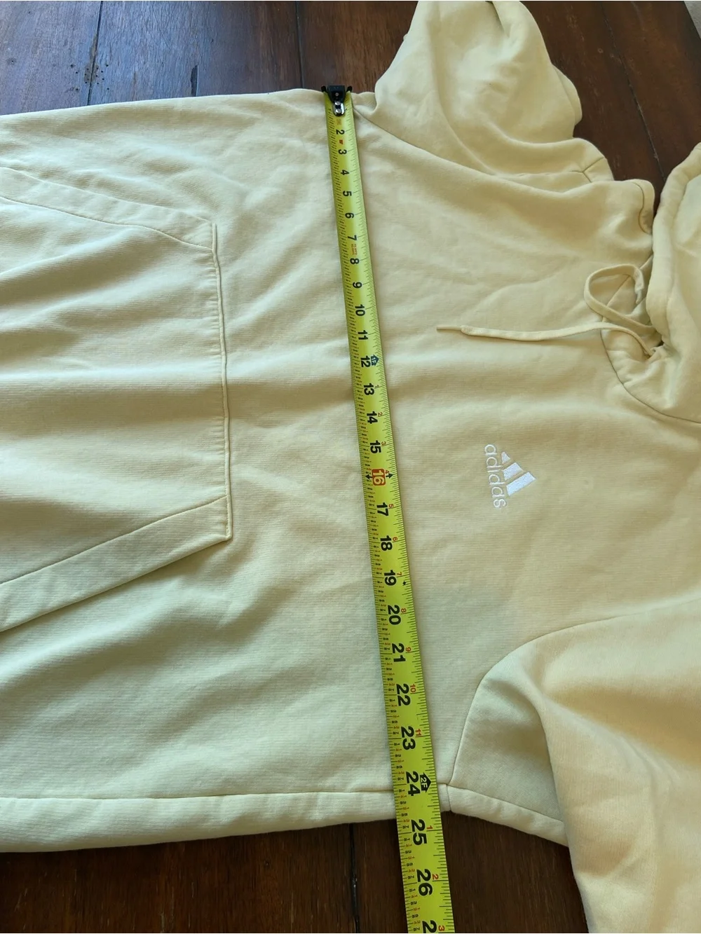 Mens XL Adidas Cream Yellow Hoodie Drawstring Pockets Fall Outdoor